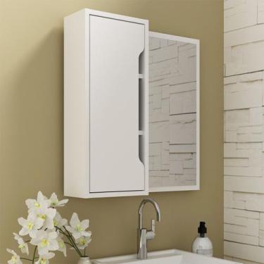 Imagem de Espelheira Para Banheiro Com Prateleiras 60X60cm Branco - Tecno Mobili