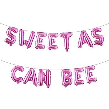 Imagem de Balões Sweet As Can Bee Banner de chá de bebê mamãe para abelha/revelação de gênero de abelha/abelha bem-vinda tema do bebê decoração de artigos de aniversário (Sweet AS CAN BEE rosa vermelha)
