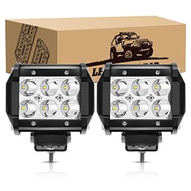Imagem de GOOACC Lâmpadas de LED 2 pçs 4 polegadas 18W LED barra de luz local 1260lm luzes de neblina de LED Off Road luz de trabalho para caminhão carrinho de golfe SUV ATV UTV Boat, 2 anos de garantia