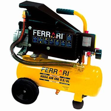 Imagem de Compressor de Ar Mega Air CFC 5.5/6L 127V 1HP, Preto/Amarelo, Ferrari
