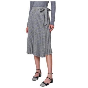 Imagem de Saia Feminina Infini Plissada Envelope Xadrez Preta - 84209-Feminino