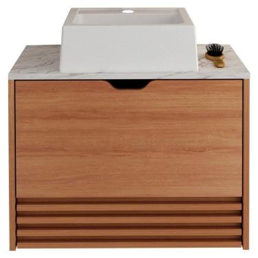 Imagem de Gabinete Cuba Banheiro Bn3630x13, Amendoa Marmore Branco