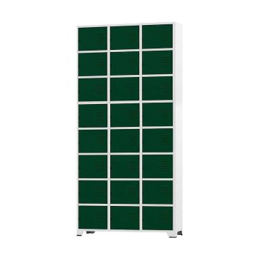Imagem de Armário Roupeiro De Aço 24 Portas Para Vestiário Academia Locker Verde Escuro com Chave