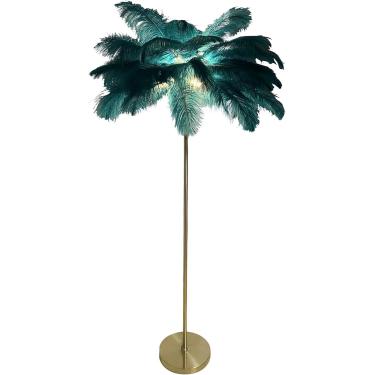 Imagem de Abajur de pena de avestruz, abajur de pena de avestruz natural abajur de pé de 160 cm de altura para quarto, luz de pena branca funky luminária de chão dourada abajur de quarto de menina par