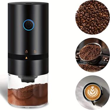 Imagem de Moedor de café elétrico portátil, pequeno moedor cônico automático moedor de grãos de café com configuração multi moagem para espresso, USB recarregável (Preto)