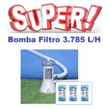 Imagem de Bomba Filtrante Piscina Intex 3785 L/H 110V + 03 Filtros ( 2 + 1 )