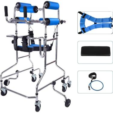 Imagem de Andadores auxiliares para idosos, andadores para adultos em pé com 8 rodas, andadores multifuncionais para treinamento de membros inferiores, andadores para deficientes com paralisia cerebral/AVC