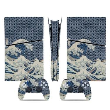 Imagem de Adesivo Skin para PS5 Slim Digital, conjunto completo de decalque de vinil para console e controle (azul)