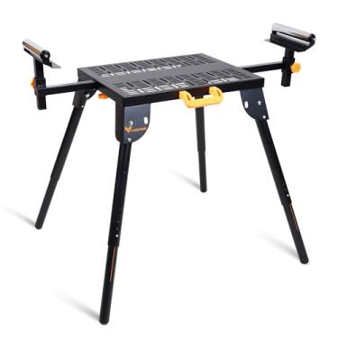 Imagem de WORKESS Suporte universal de serra de esquadria com mesa de grade 136 kg Capacidade de carga Suporte de serra de mesa de ajuste de altura de 6 níveis WK-MS046
