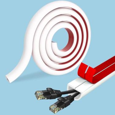 Imagem de Escondedor de cabo de parede - Capa de fio autoadesiva de 99 cm para paredes, capa de cabo flexível para fácil gerenciamento de fios - 1,5 cm A x 1 cm L - Branco