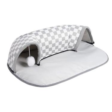 Imagem de Generic Cama de gato 2 em 1, túnel de brincar, brinquedo interativo, playground removível, tapete de atividades para gatos, centro de recreação para gatos,