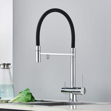 Imagem de Torneira de filtro de água de cozinha Torneira misturadora de água potável pura Rotação de purificação de água Torneiras de cozinha, Cromado Polido A