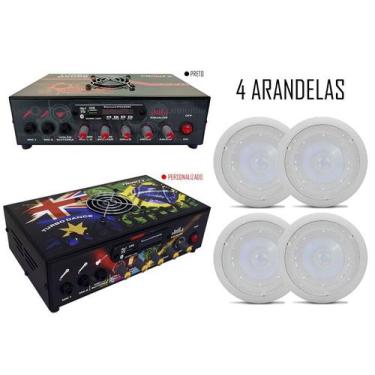 Imagem de Kit Som Ambiente Turbo Dance Bluetooth USB Com 4 Arandelas - Hurricane
