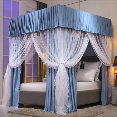 Imagem de Cortina de cama com dossel para cama de quatro dossel com suporte para sombreamento, mosquiteiro, princesa, dossel para meninas, cama king size, Hasnd, 1,5 x 2 m/4,9 x 6,6 pés