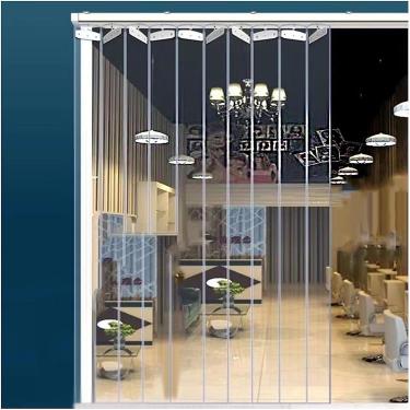 Imagem de Cortina de porta de tira de PVC dobrável deslizante transparente à prova d'água tiras de plástico cortina de porta para casa de animais de estimação, armazém, fábricas (tamanho: 150x210cm)