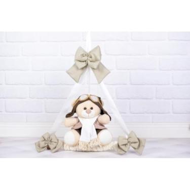 Imagem de Pelucia Enfeite de Porta Urso Tedde 18 cm Aviador Clássico - Para Decoração (Aviador Clássico palha)