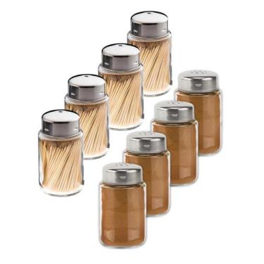 Imagem de Kit 4 Porta Condimentos Pimenteiro + 4 Paliteiros Euro Home, Prata