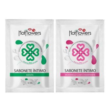 Imagem de Sabonete íntimo sachê 8ml hot flowers, Morango c/ Champ
