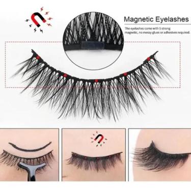 Imagem de Kit Cílios Postiços Magneticos Delineador E Pinça 3 Pares - Wb Biju