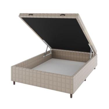 Imagem de Base de Cama Box Casal Vision com Baú Rústico/Palha - Vian, Bege, Mode