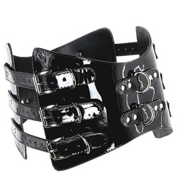 Imagem de Corset Underbust Couro Legítimo Estilo Vinil PVC Latex Dominadora Corp