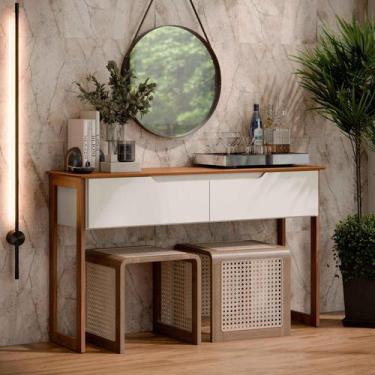 Imagem de Aparador Buffet Sala Flow Eros 2 Portas com Pés de Madeira OffWhite - 