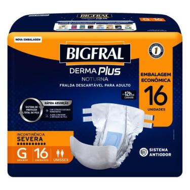 Imagem de Fralda Geriátrica Bigfral Derma Plus Noturna Unissex Tamanho G Descart