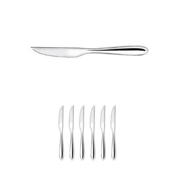 Imagem de Conjunto 6 Facas De Mesa Para Carne Churrasco  Aço Inox 21cm - Rio Tij