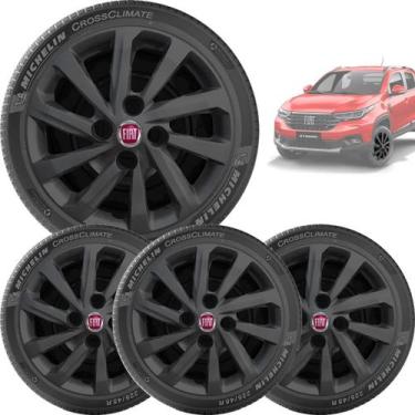 Imagem de 4x Calota FIAT NOVA Strada 2021 ARO 15 Preto 167cp - grid
