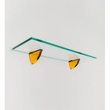 Imagem de Prateleira De Vidro Incolor Suporte Dourado Inova Decor