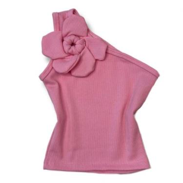 Imagem de Blusa Regata Infantil Ombro Só Mula Manca Com Flor Mini Diva - Ak Fash