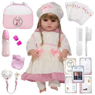 Imagem de Bebê Reborn Loira Real Abigail Vinil 20 Acessórios Enxoval - Cegonha R