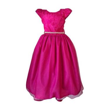 Imagem de Vestido Infantil Glitter Pink Brilhante Festa Casamento Luxo - JL Kids