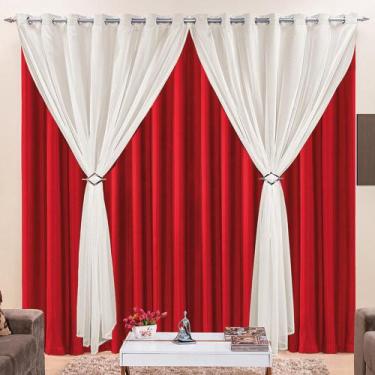 Imagem de Cortina Jéssica para Varão Microfibra e Voal 3,00 Metros x 2,80 Metros