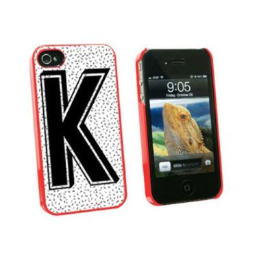 Imagem de Graphics and More Capa protetora rígida de encaixe com letra K com inicial Sprinkles preta e branca para Apple iPhone 4/4S - embalagem não varejista - vermelha