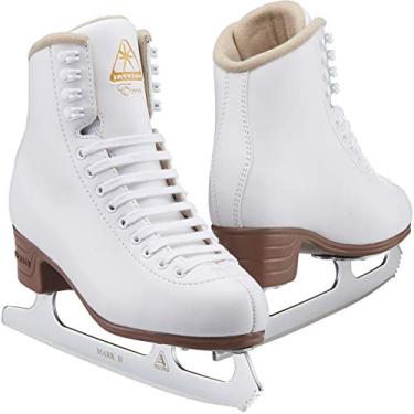 Imagem de Patins de gelo Jackson Ultima Excel Series JS1290 / JS1291 / JS1294 Branco, Feminino e Menina, Branco, Width: Medium / Size: Youth 3 (Kid's)