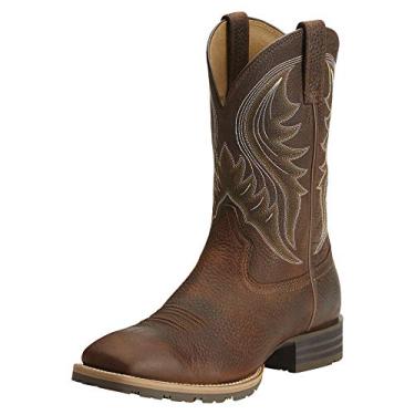 Imagem de Ariat Bota Country Hybrid Rancher – Bota masculina de couro, bico quadrado, Marrom, oleado, remado, 7.5