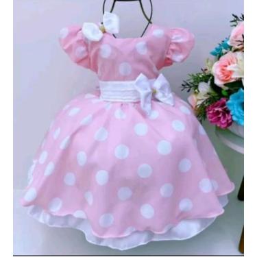 Imagem de Vestido festa infantil Minnie Rosa com bolinhas brancas luxo - LUXO KI