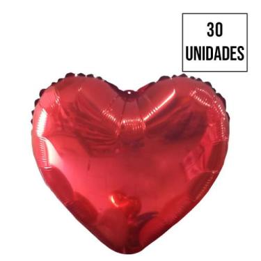 Imagem de Balão de Coração Vermelho - 18 Polegadas - 30 Unidades - Extra Festas