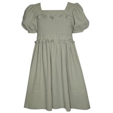 Imagem de Bonnie Jean Vestido de gaze com manga bufante para meninas Tween para volta às aulas, primavera e verão, Sálvia, 8-10 Anos