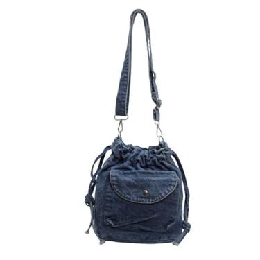 Imagem de WIGUYUN Bolsa tiracolo jeans pequena bolsa de telefone com cordão casual bolsa de ombro bolsa mensageiro, A - azul-claro, One Size