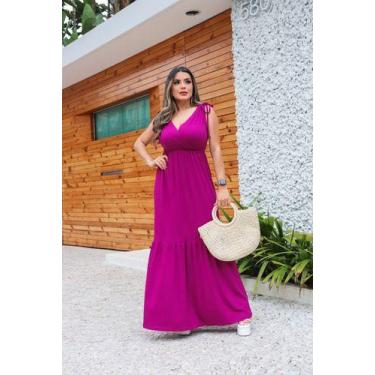 Imagem de Vestido Longo Decote Coração Lacinho Franzido Na Manga - Luh May, G, F