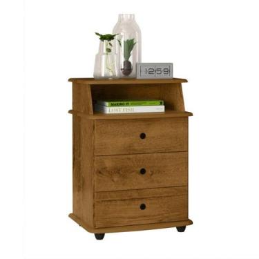 Imagem de Mesa De Cabeceira Luxo 3 Gavetas Criado Quarto Freijó - Compre Aqui