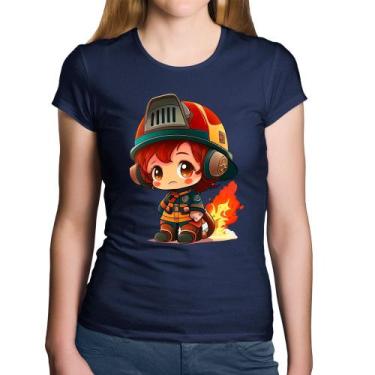 Imagem de Baby Look Algodão Bombeiro Mirim - Foca na Moda, Marinho, GG