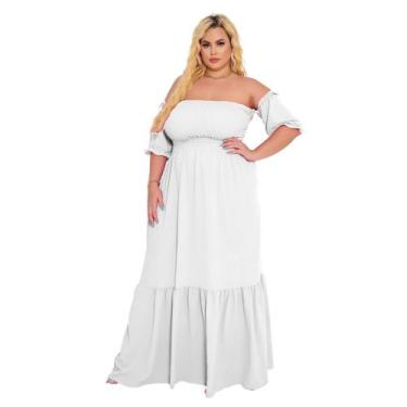 Imagem de Vestido Longo Plus Size Ombro A Ombro Modelador Acinturado Duas Marias