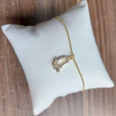 Imagem de Tornozeleira Pezinho Gestante Mãe F. Ouro 18k Pedra Zirconia - De Cast