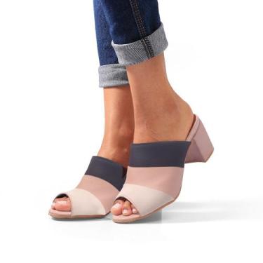 Imagem de Tamanco Feminino Salto 6cm Grosso Sandália Botinha Colors Moda Atempor