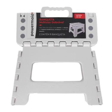 Imagem de Banqueta Multiuso Dobrável Plástico Branca Portátil C/ Alça Powermaid 