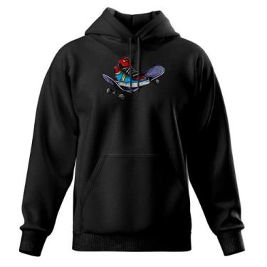 Imagem de Blusa de Frio Moletom Fechado Com Capuz Bolso Canguru Skate - Relaxado