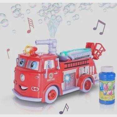 Imagem de Brinquedo Caminhão Bombeiro Solta Bolhas De Sabão Luz Música. - toys k